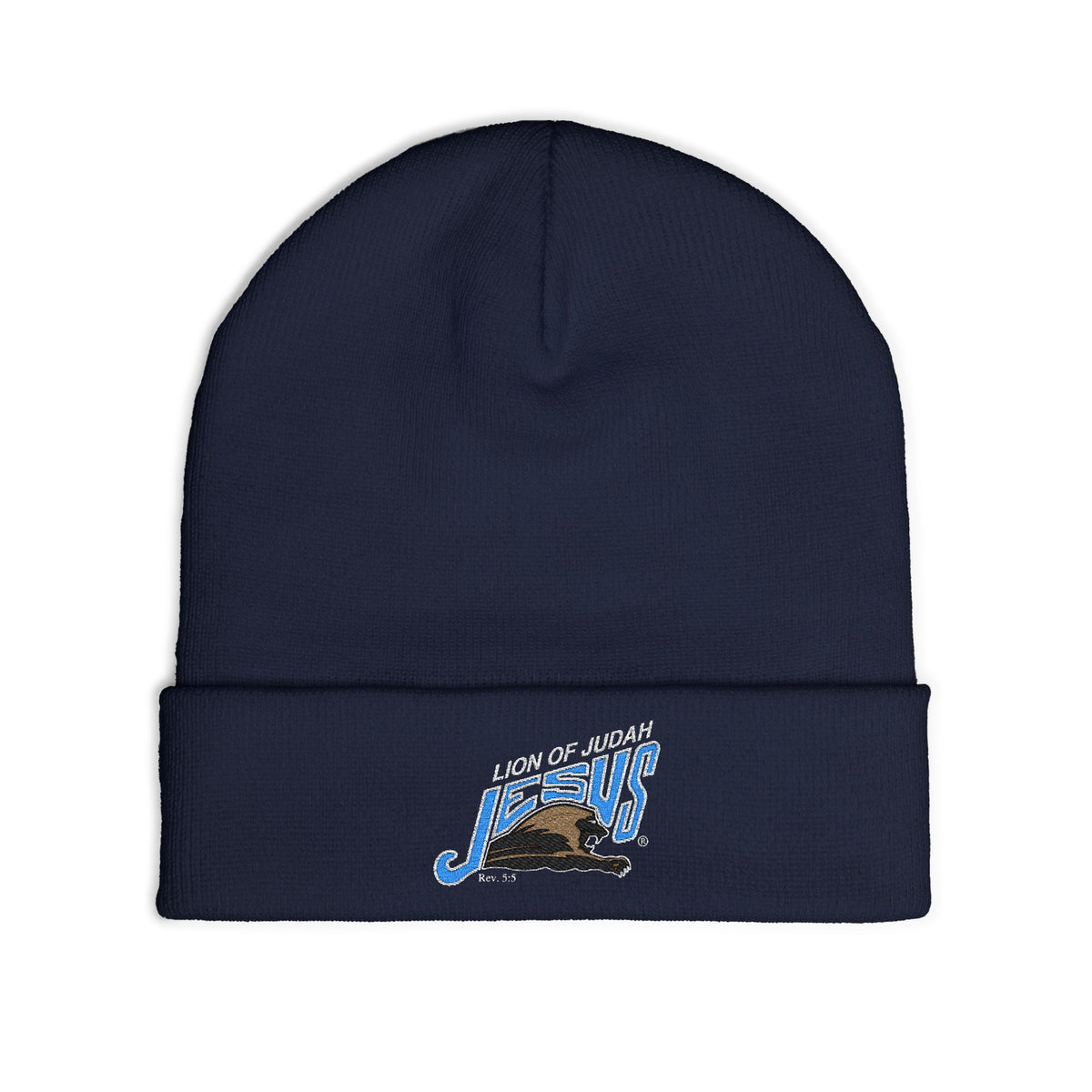 Embroidered 'Lion of Judah Jesus' Knit Beanie — Christian Faith Winter Hat
