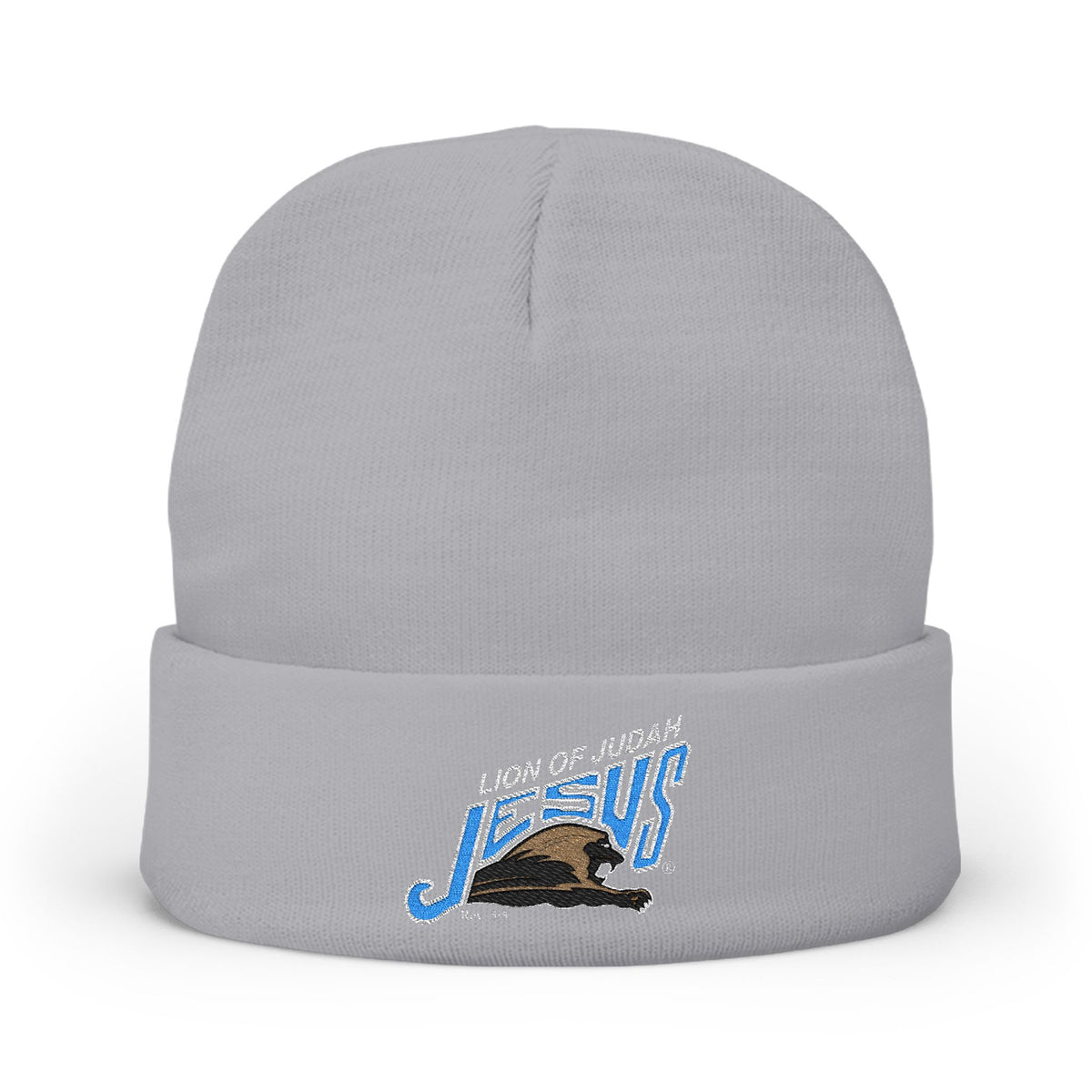 Embroidered 'Lion of Judah Jesus' Knit Beanie — Christian Faith Winter Hat
