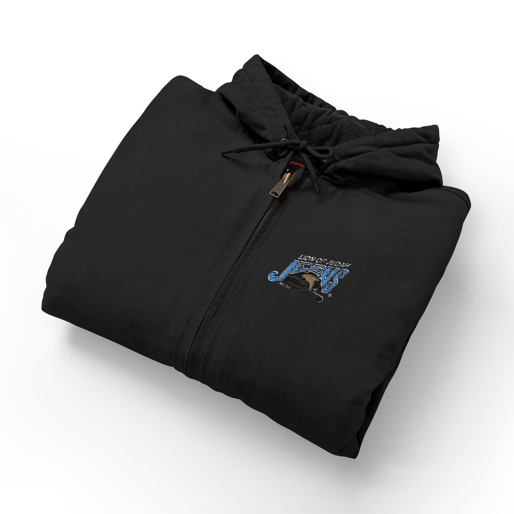 Duck Cloth Hooded Work Jacket — Lion of Judah JESUS Embroidered