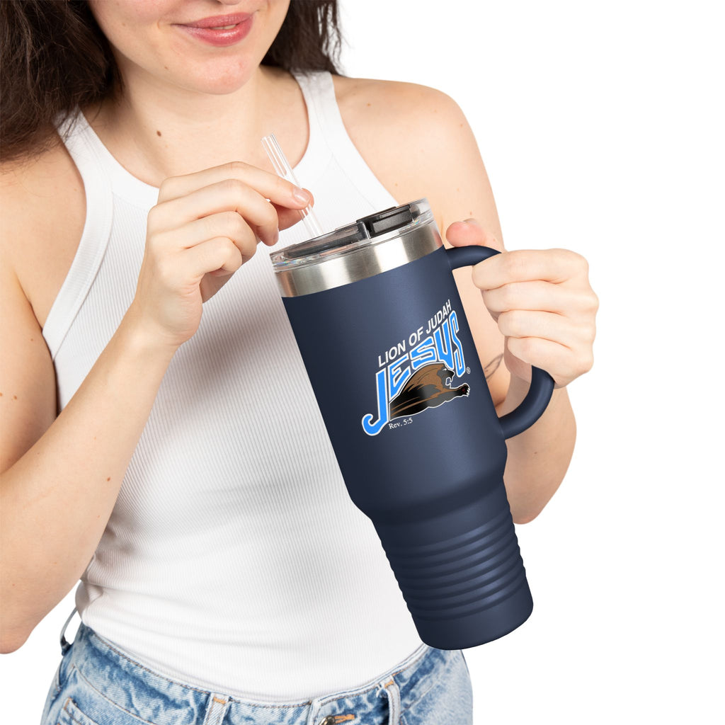 40oz Insulated Stainless Steel Travel Mug Lion of Judah Faith Tumbler
