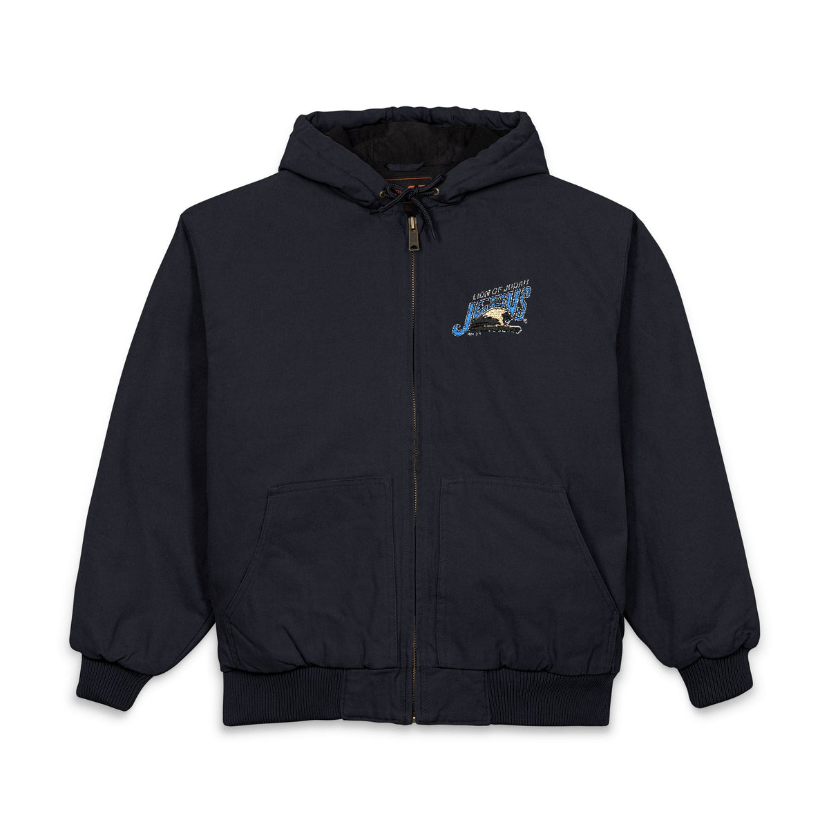 Duck Cloth Hooded Work Jacket — Lion of Judah JESUS Embroidered
