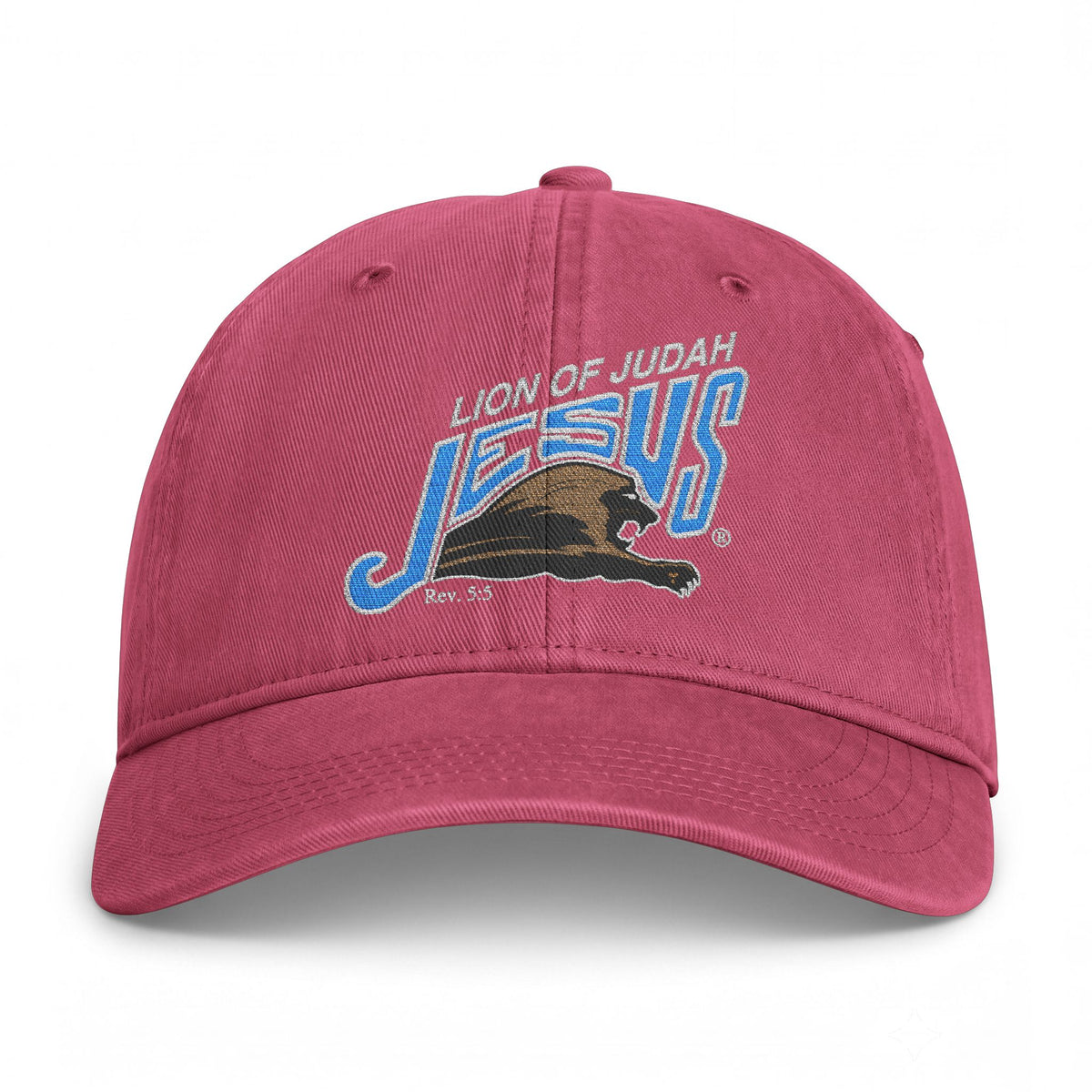 Coastal Washed Cap - 'Lion of Judah Jesus' Embroidered Christian Baseball Hat