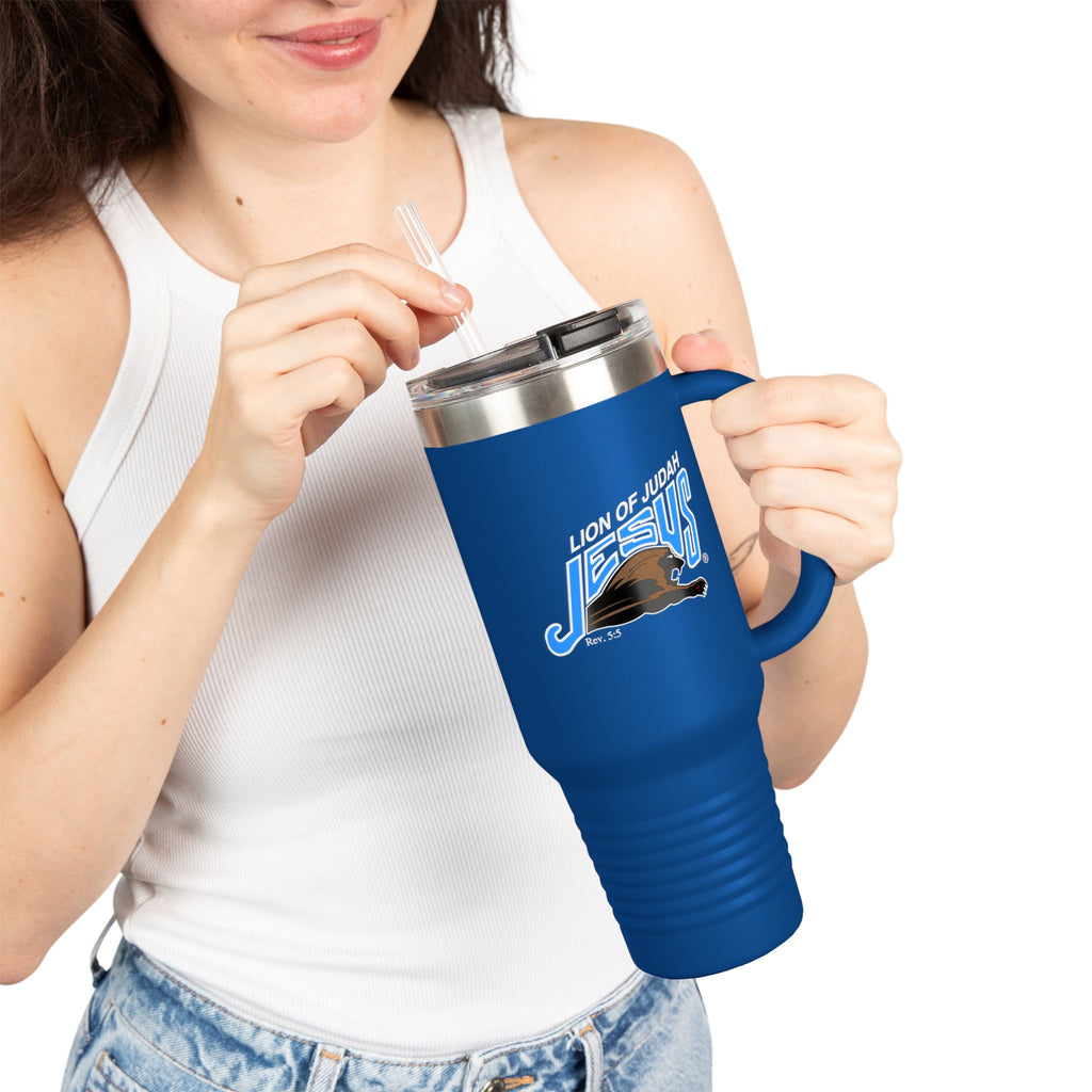 40oz Insulated Stainless Steel Travel Mug Lion of Judah Faith Tumbler