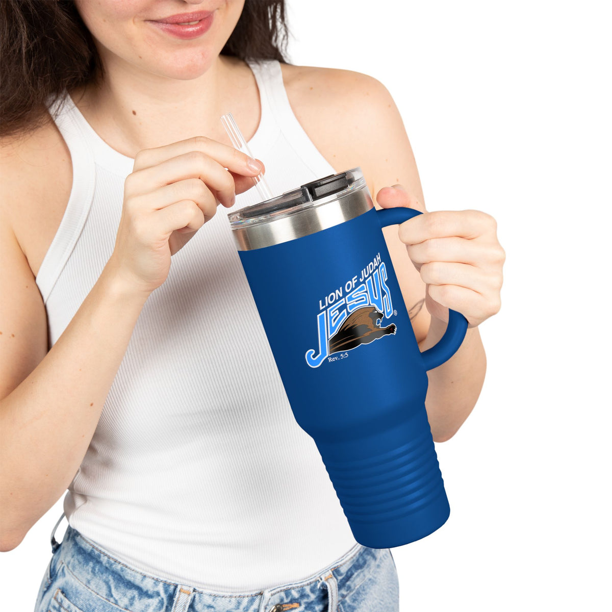 40oz Insulated Stainless Steel Travel Mug Lion of Judah Faith Tumbler