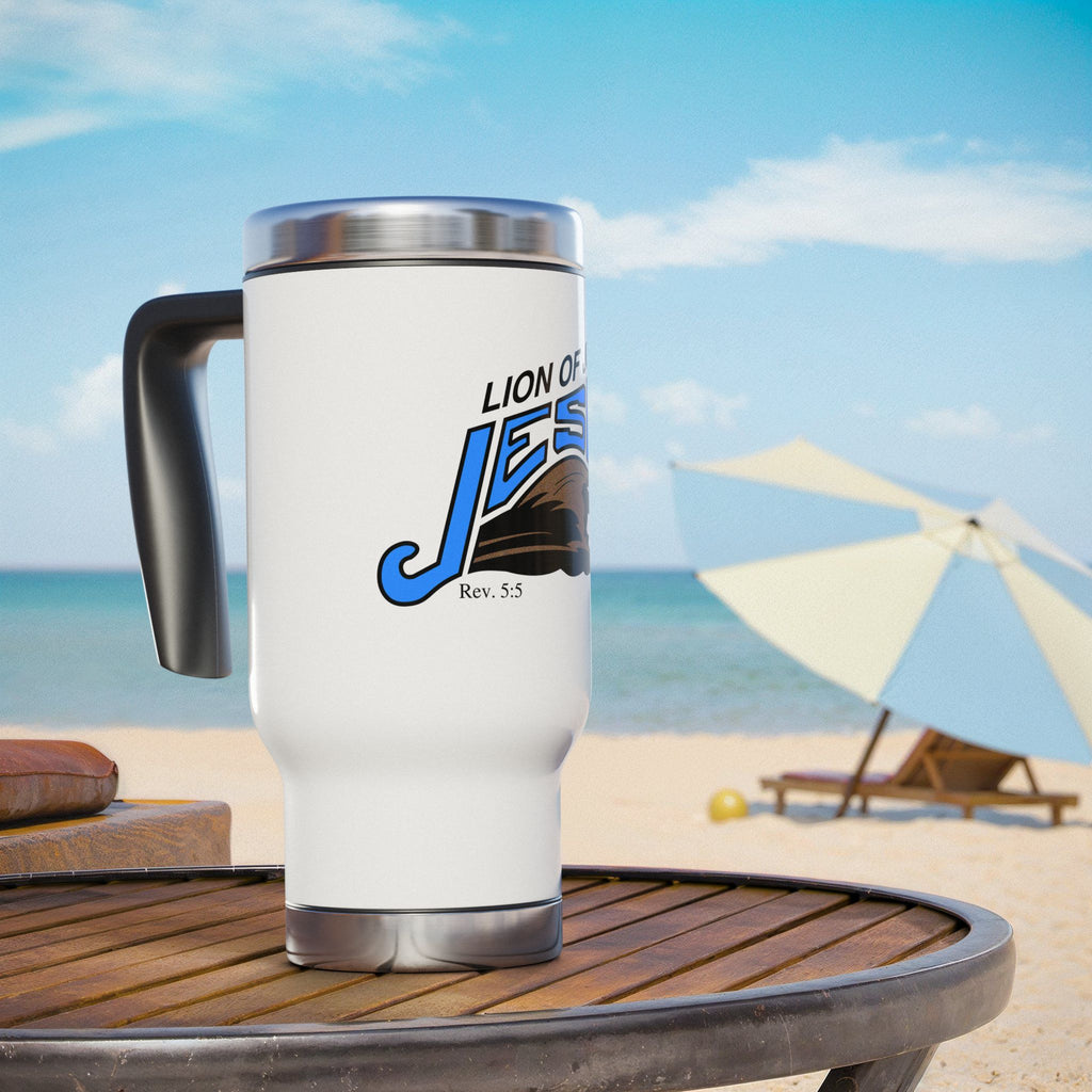 Jesus Lion of Judah 14oz Stainless Travel Mug with Handle