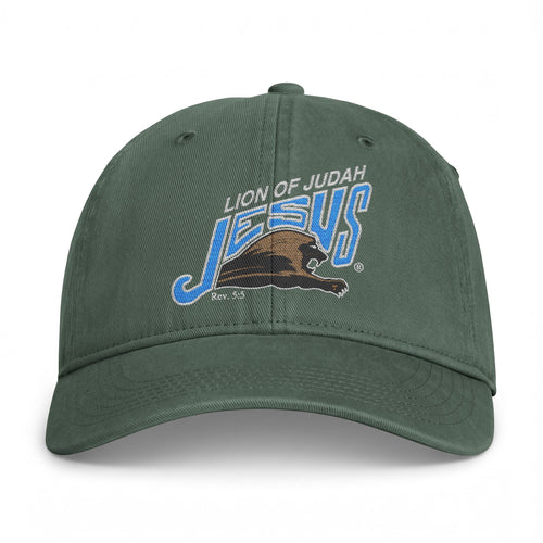 Coastal Washed Cap - 'Lion of Judah Jesus' Embroidered Christian Baseball Hat