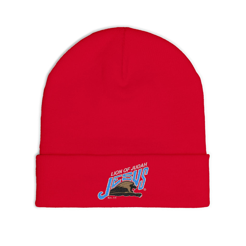 Embroidered 'Lion of Judah Jesus' Knit Beanie — Christian Faith Winter Hat
