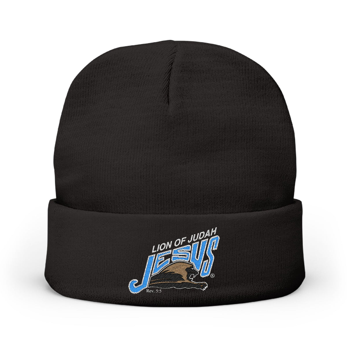 Embroidered 'Lion of Judah Jesus' Knit Beanie — Christian Faith Winter Hat