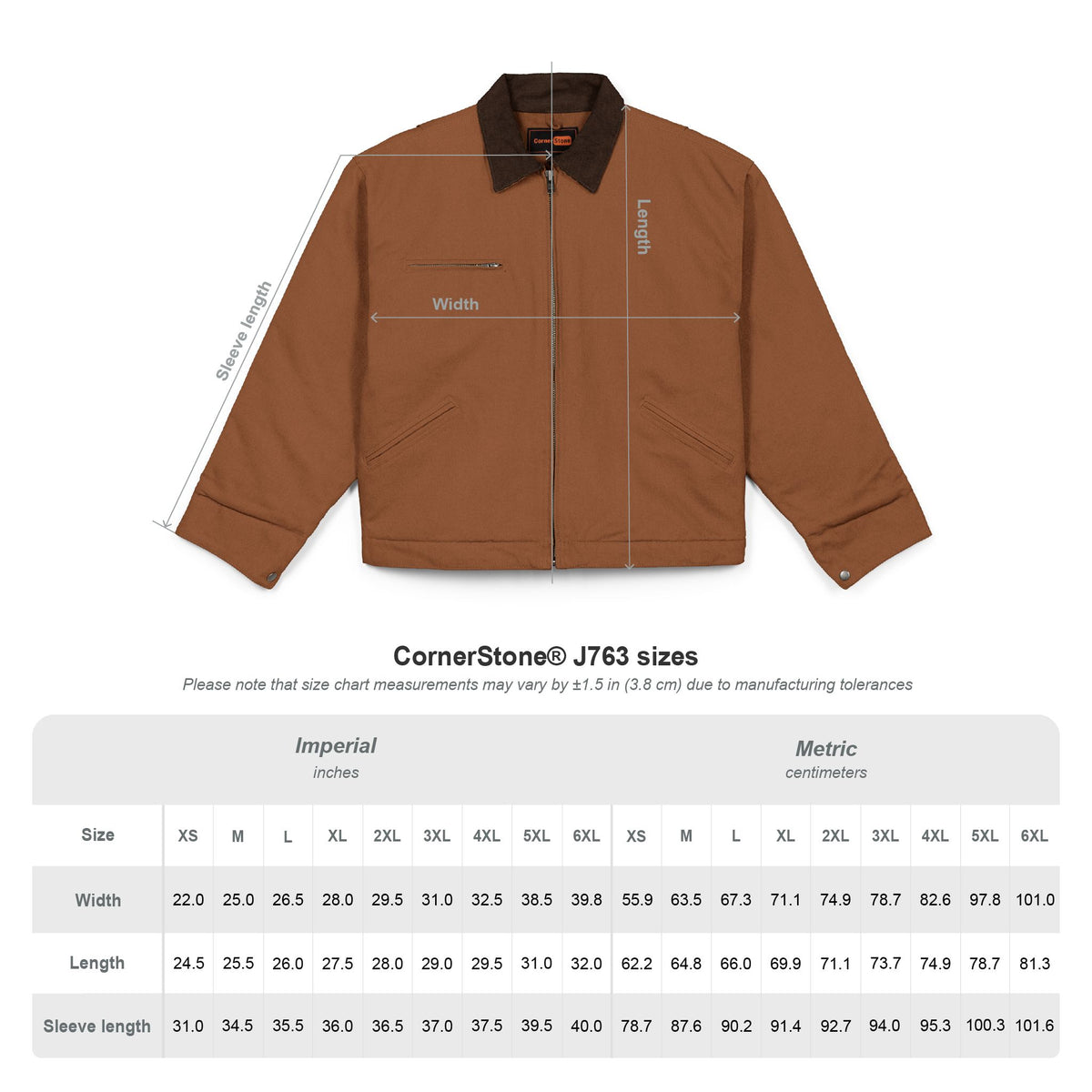 CornerStone® Unisex Duck Cloth Work Jacket (No Hood)