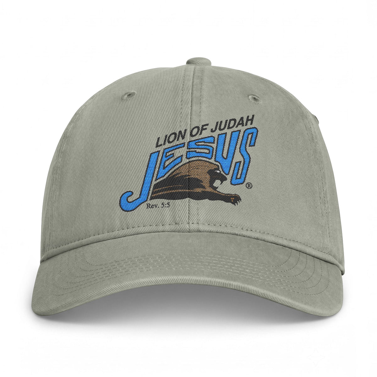 Coastal Washed Cap - 'Lion of Judah Jesus' Embroidered Christian Baseball Hat