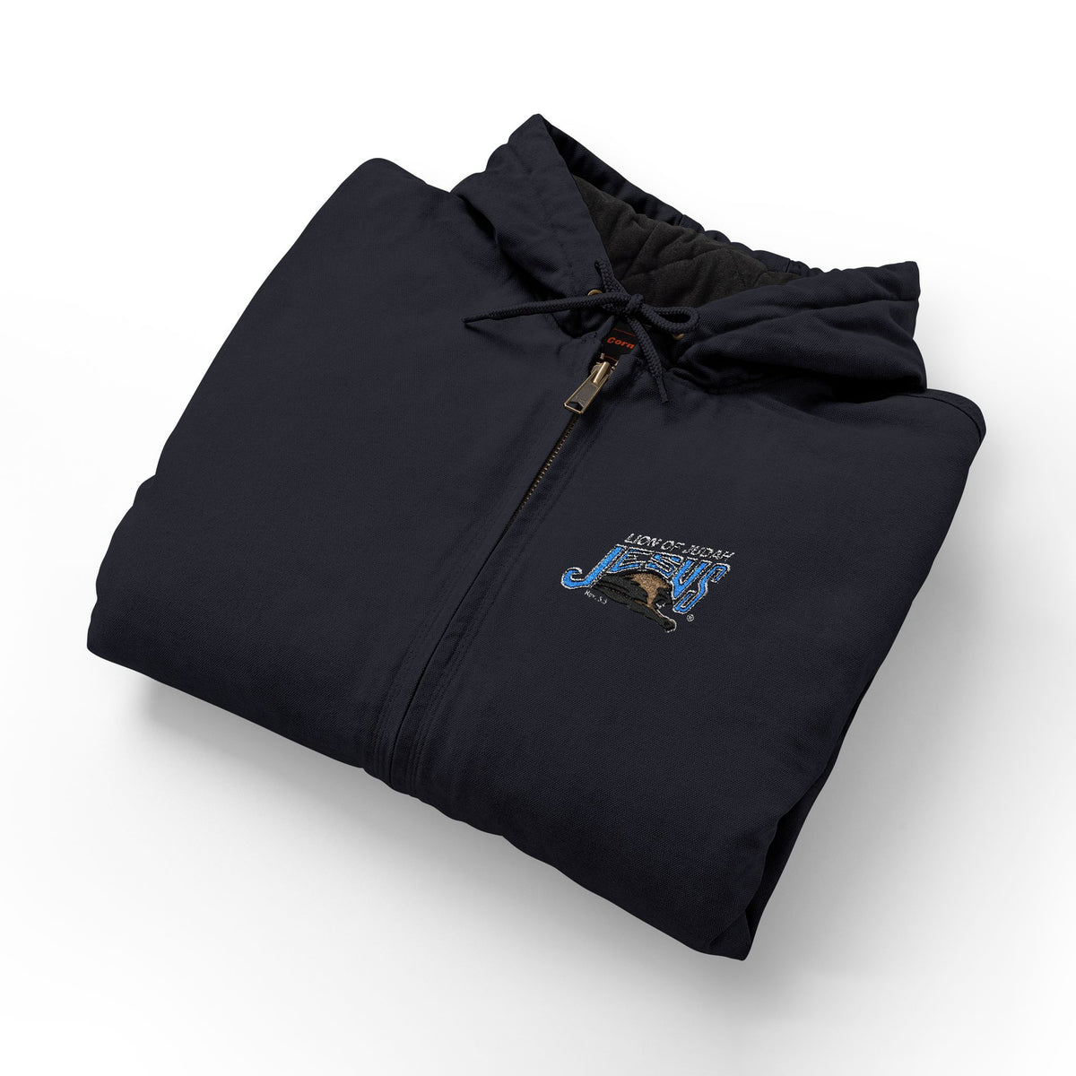 Duck Cloth Hooded Work Jacket — Lion of Judah JESUS Embroidered