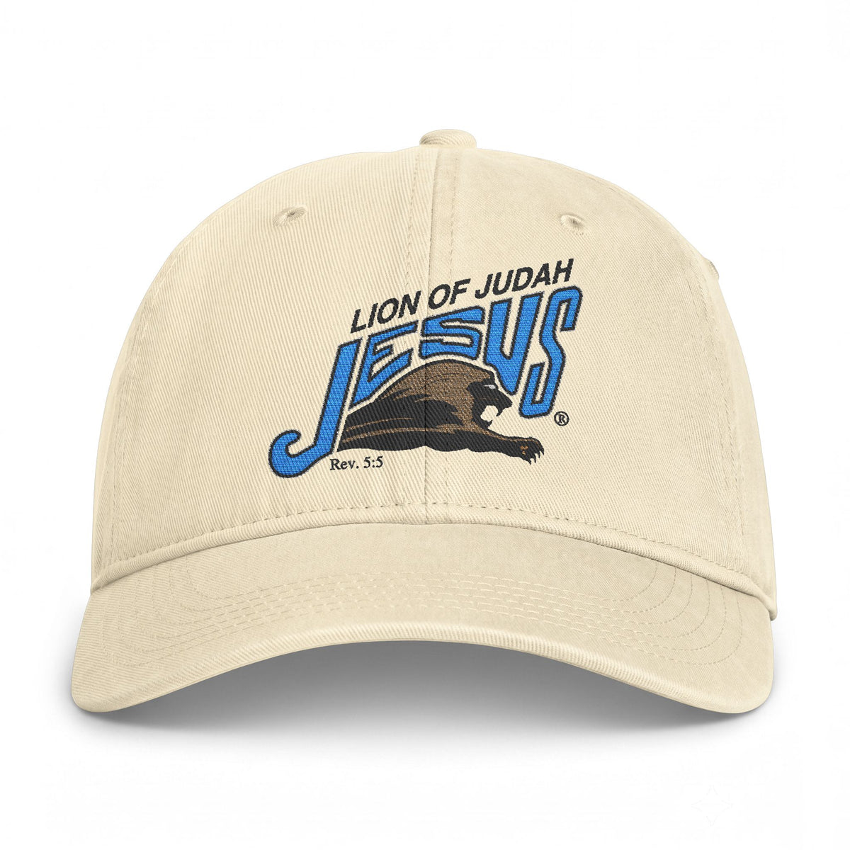 Coastal Washed Cap - 'Lion of Judah Jesus' Embroidered Christian Baseball Hat