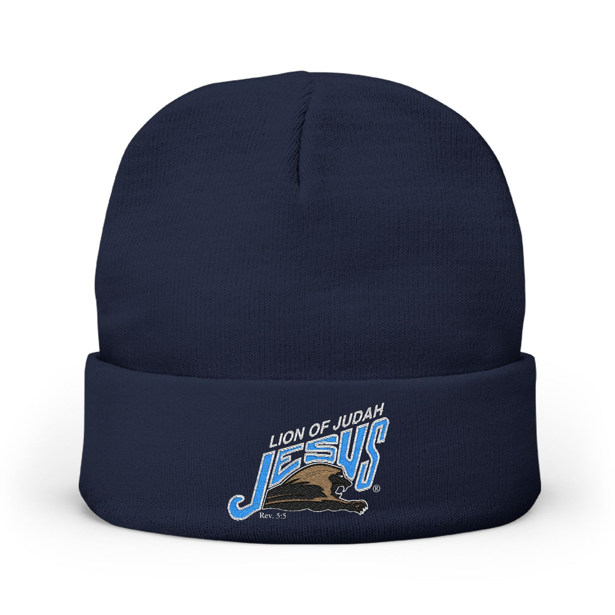 Embroidered 'Lion of Judah Jesus' Knit Beanie — Christian Faith Winter Hat