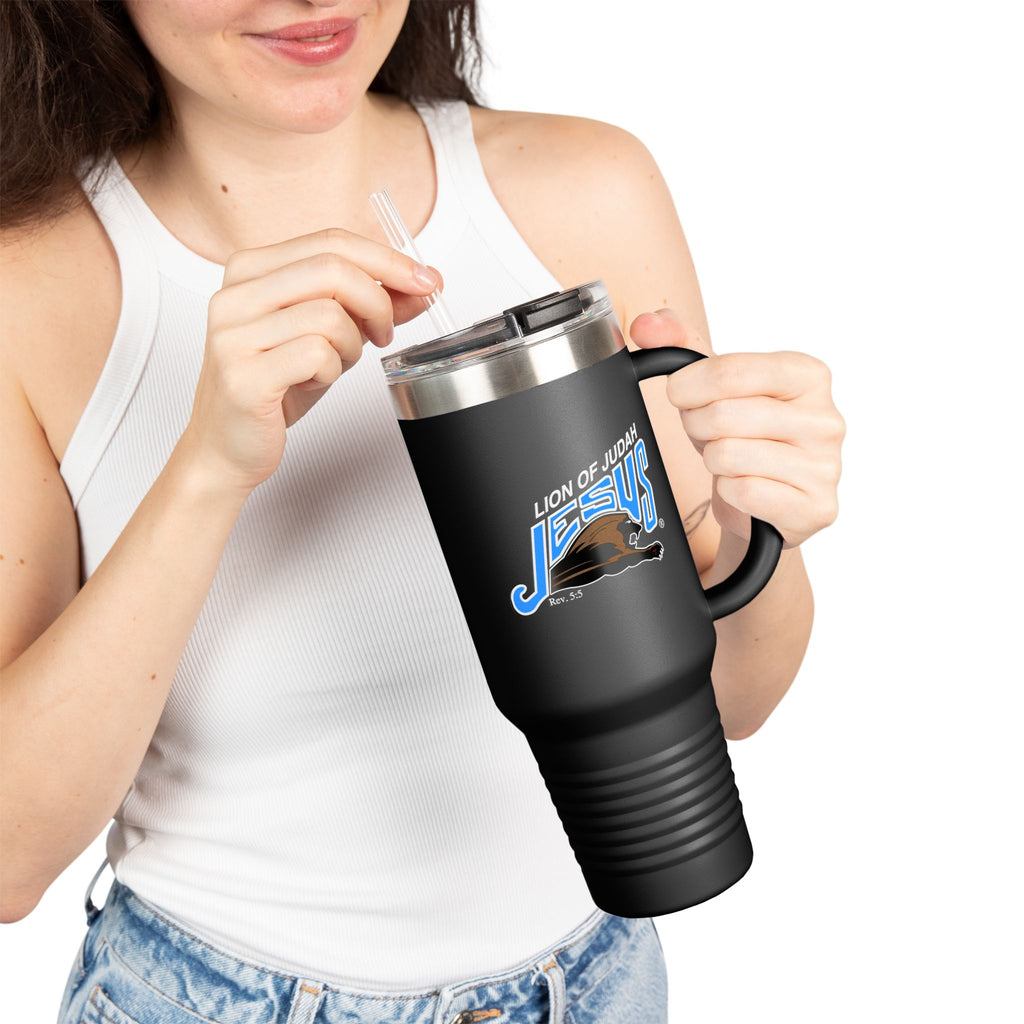 40oz Insulated Stainless Steel Travel Mug Lion of Judah Faith Tumbler