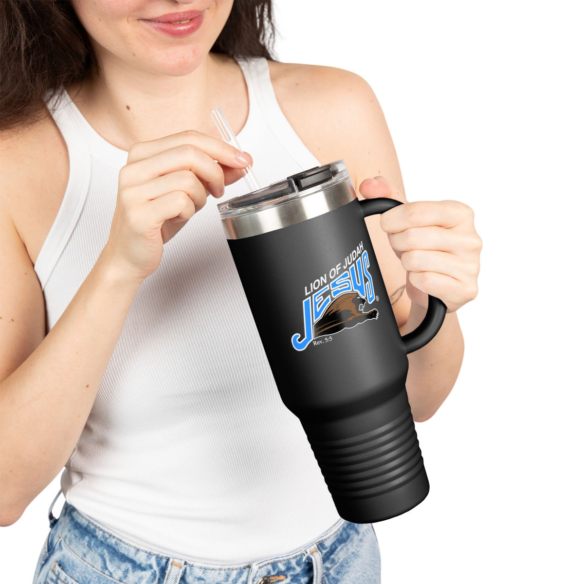 40oz Insulated Stainless Steel Travel Mug Lion of Judah Faith Tumbler