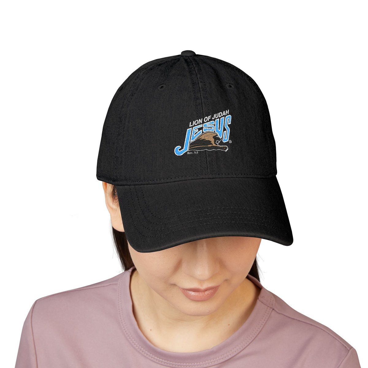 Jesus Lion of Judah Embroidered Denim Hat
