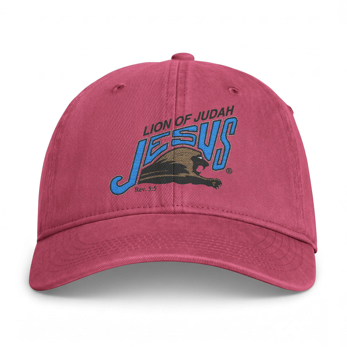 Coastal Washed Cap - 'Lion of Judah Jesus' Embroidered Christian Baseball Hat