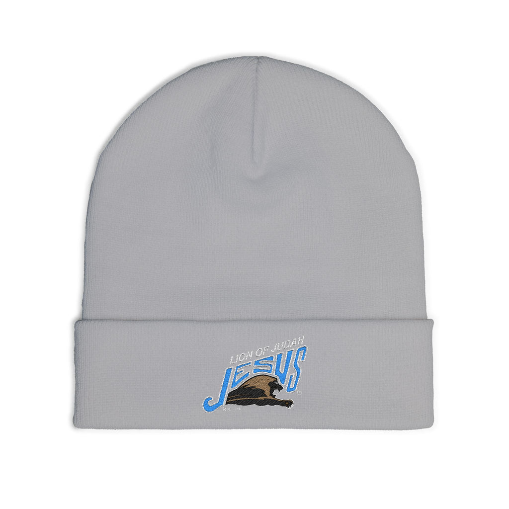 Embroidered 'Lion of Judah Jesus' Knit Beanie — Christian Faith Winter Hat