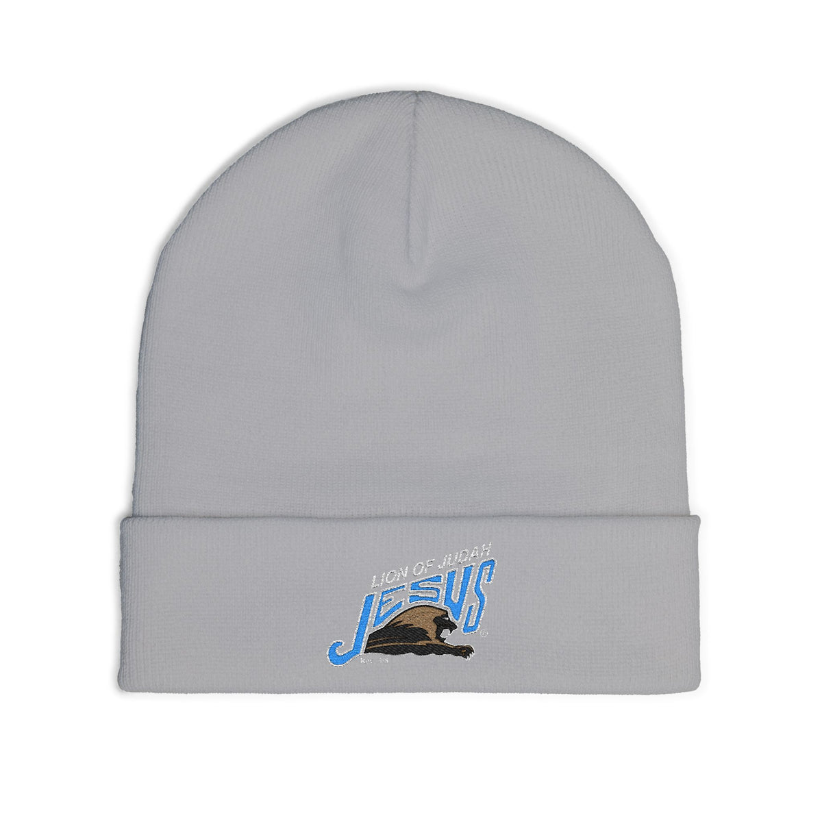 Embroidered 'Lion of Judah Jesus' Knit Beanie — Christian Faith Winter Hat