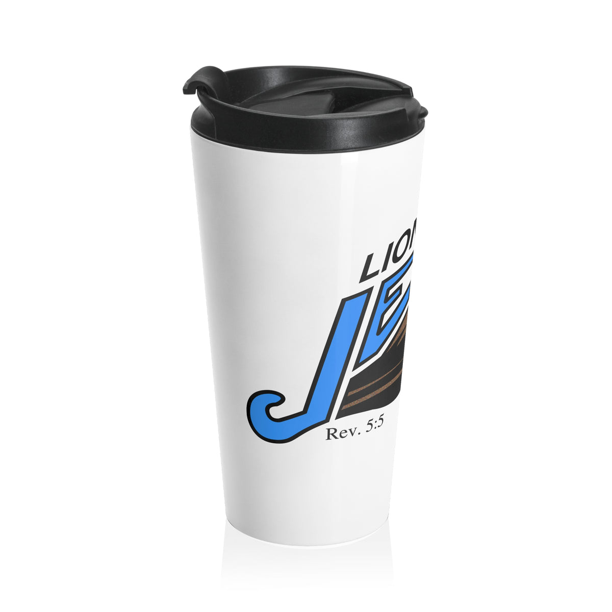 15 oz Travel Mug — "Lion of Judah Jesus" Christian Stainless Steel Tumbler