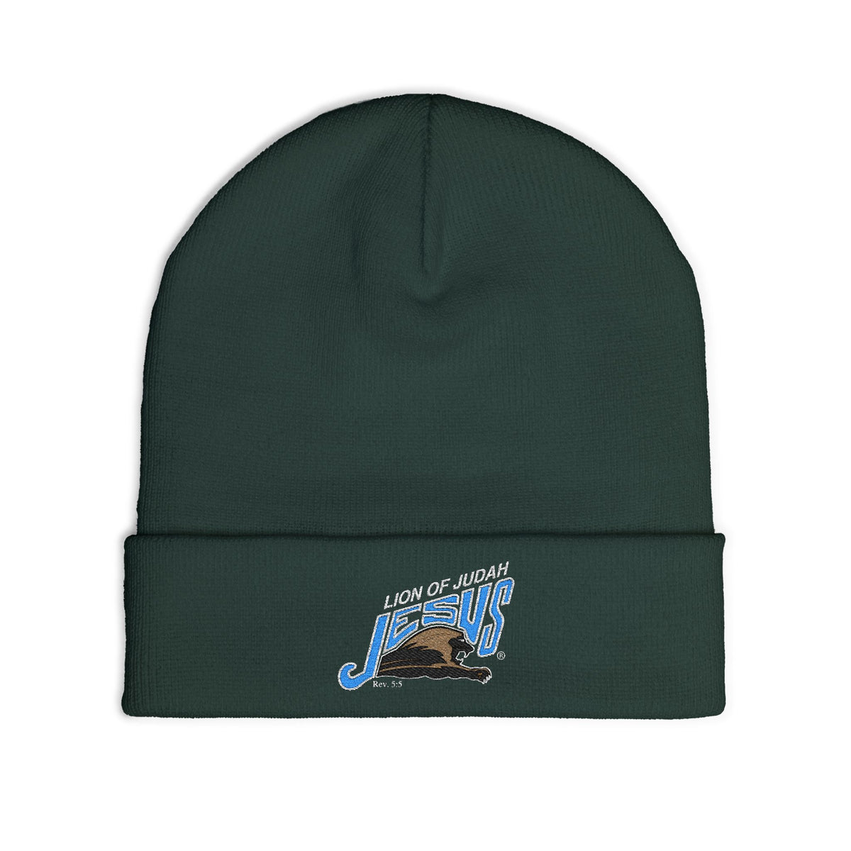 Embroidered 'Lion of Judah Jesus' Knit Beanie — Christian Faith Winter Hat