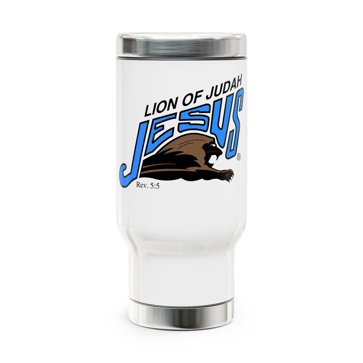 Jesus Lion of Judah 14oz Stainless Travel Mug with Handle