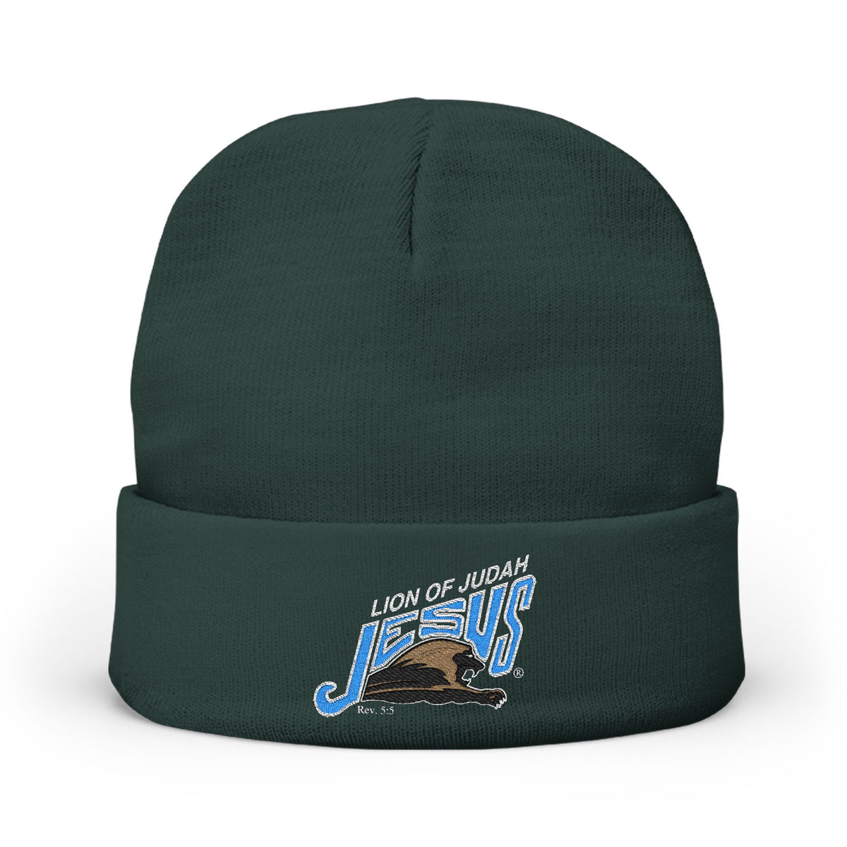 Embroidered 'Lion of Judah Jesus' Knit Beanie — Christian Faith Winter Hat