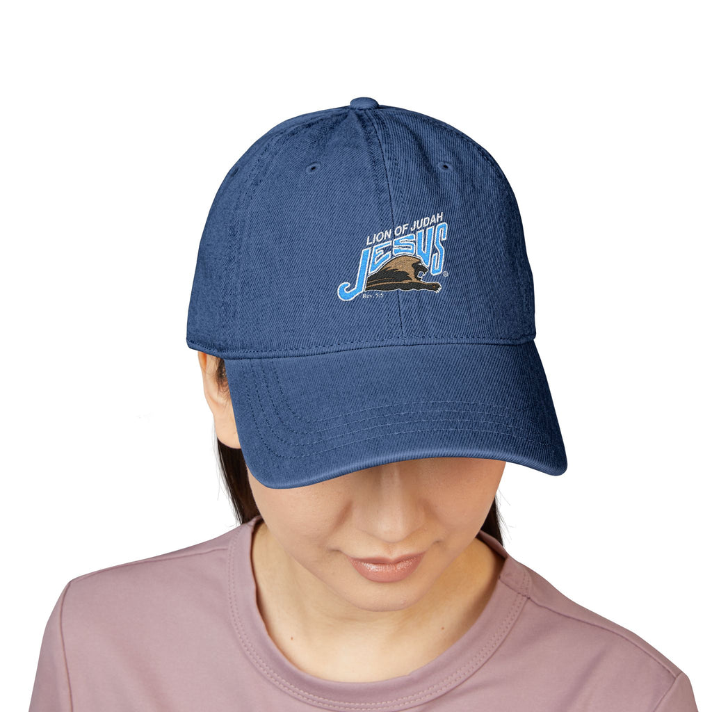 Jesus Lion of Judah Embroidered Denim Hat