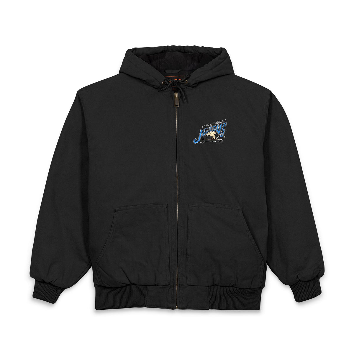 Duck Cloth Hooded Work Jacket — Lion of Judah JESUS Embroidered