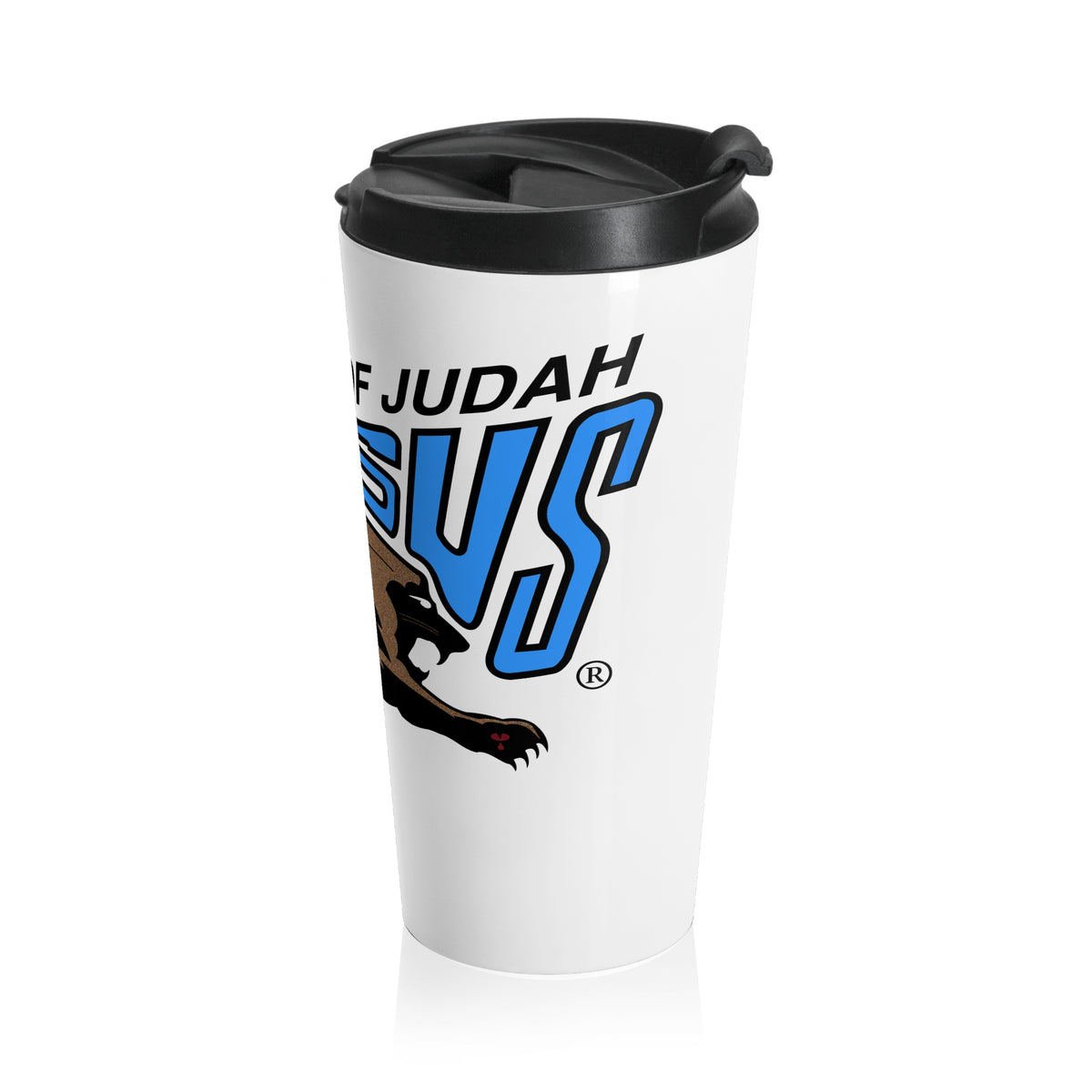 15 oz Travel Mug — "Lion of Judah Jesus" Christian Stainless Steel Tumbler