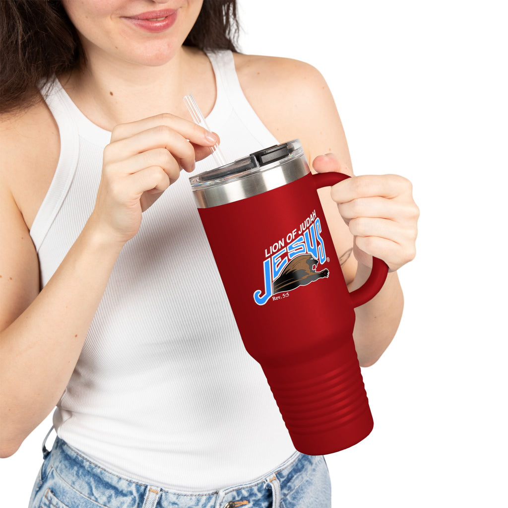40oz Insulated Stainless Steel Travel Mug Lion of Judah Faith Tumbler