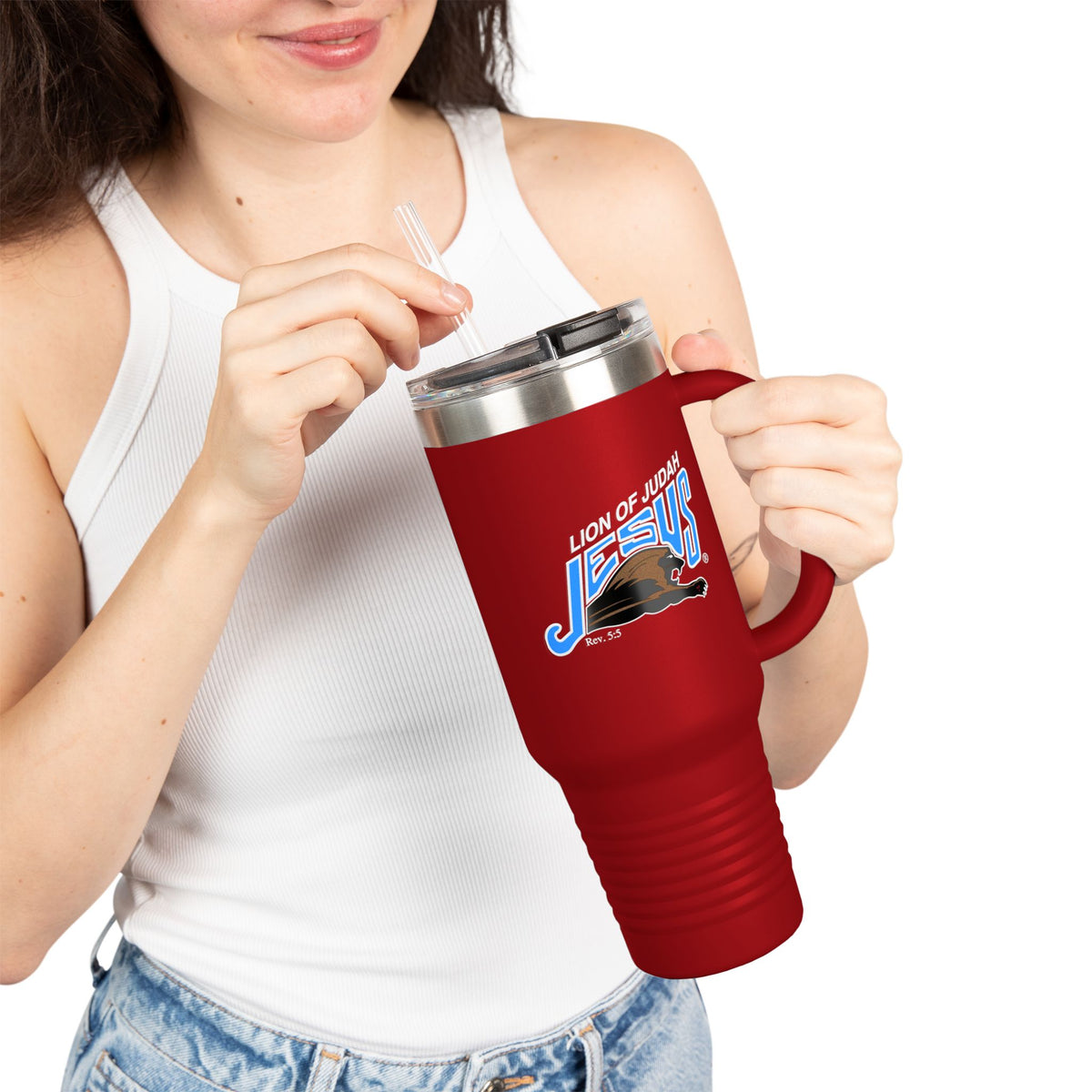 40oz Insulated Stainless Steel Travel Mug Lion of Judah Faith Tumbler
