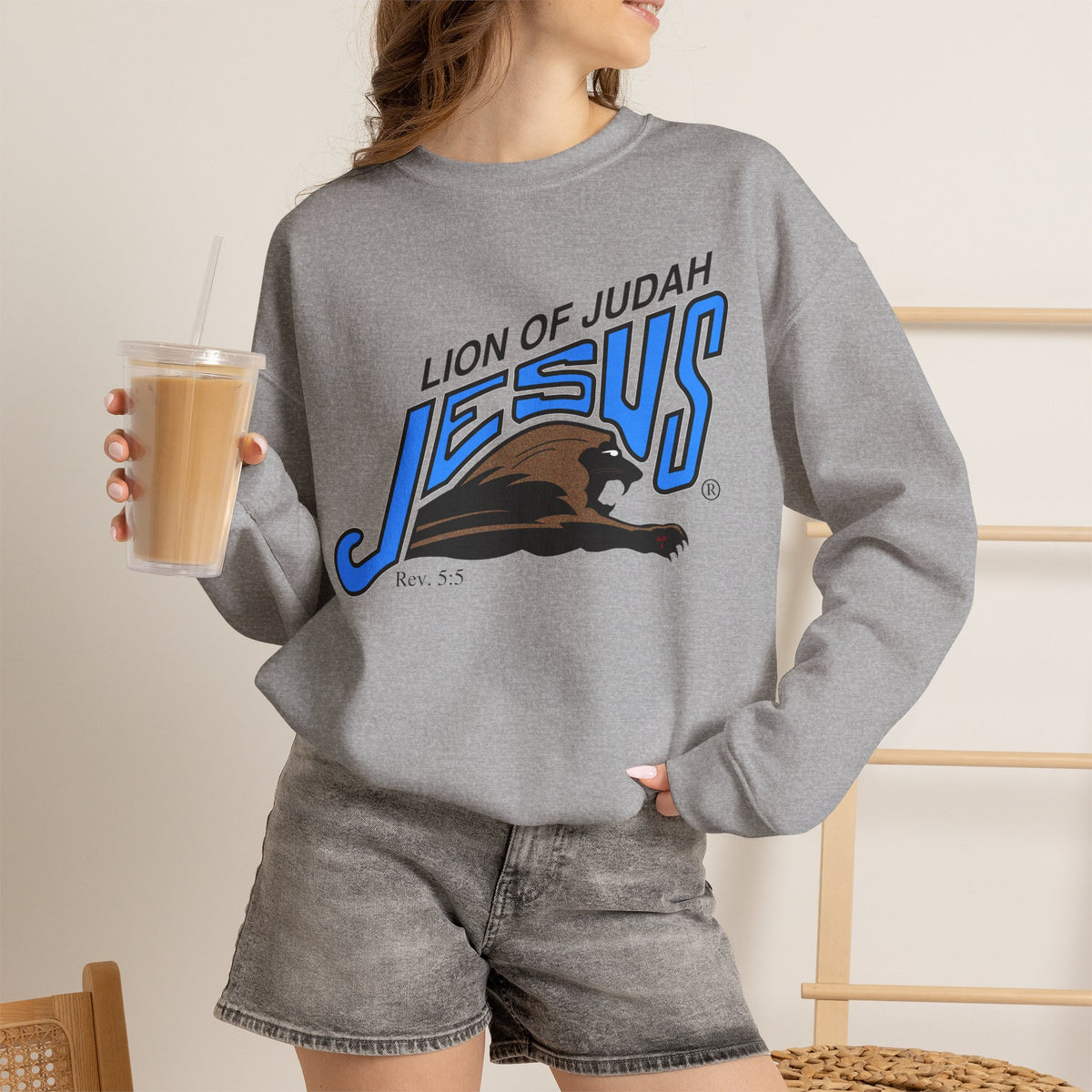 Unisex Heavy Blend™ Crewneck Sweatshirt Lion of Judah Jesus
