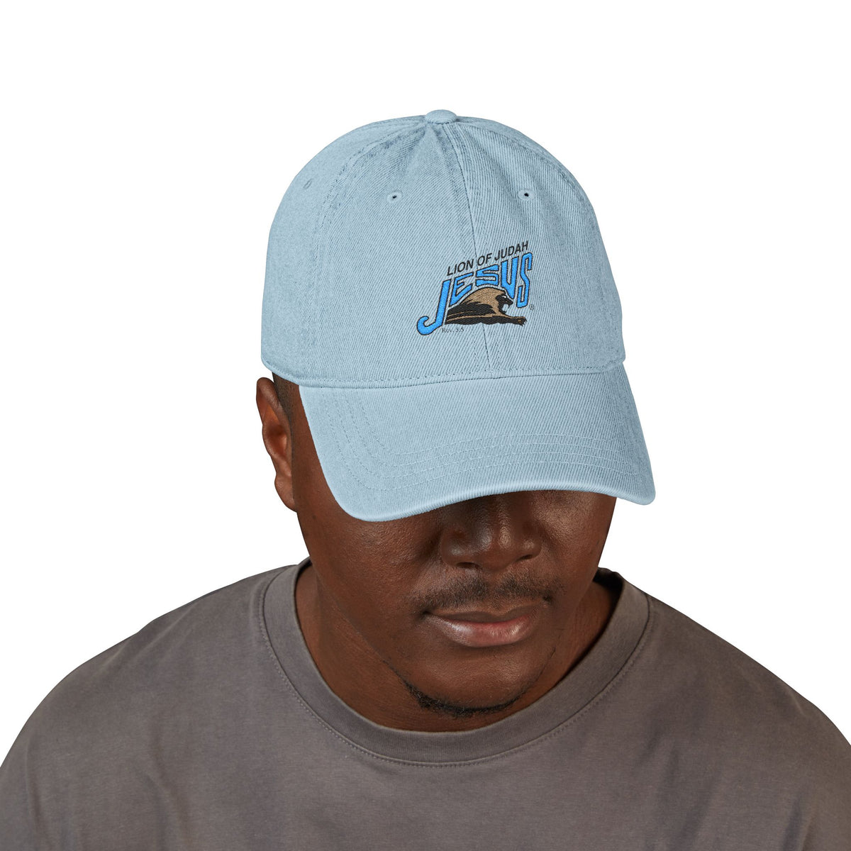 Embroidered 'Lion of Judah Jesus' Denim Hat