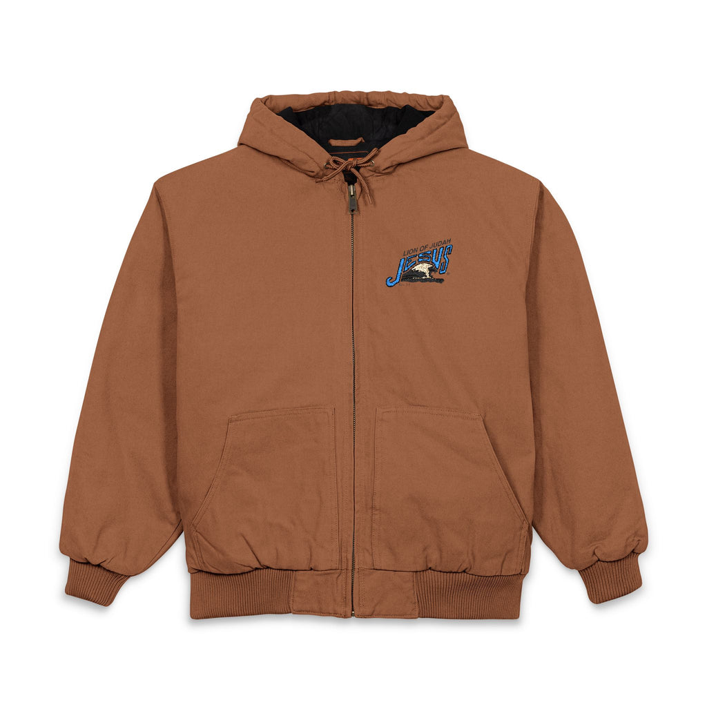 Duck Cloth Hooded Work Jacket — Lion of Judah JESUS Embroidered