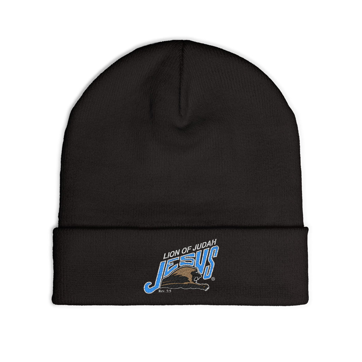 Embroidered 'Lion of Judah Jesus' Knit Beanie — Christian Faith Winter Hat